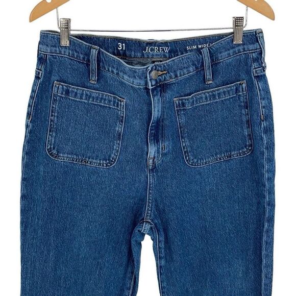 Re-Imagined by J. Crew Womens Cotton Blend Slim Wide Leg Jeans‎ Blue Size 31 - Picture 3 of 13